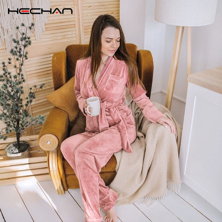 Pijama Hechan Aveludado - Cinza